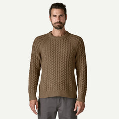 Recycled Wool-Blend Cable-Knit Crewneck Sweater