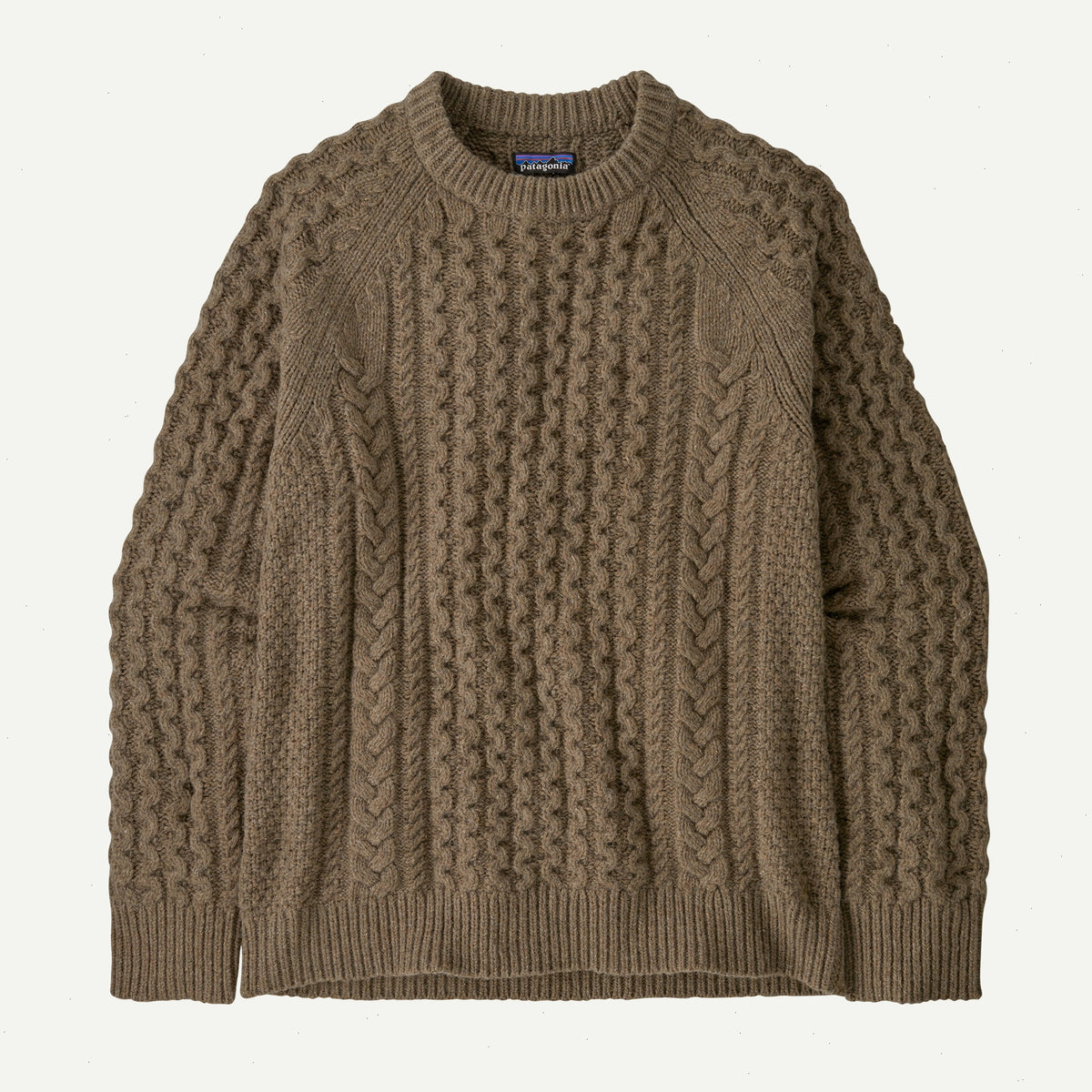 Recycled Wool-Blend Cable-Knit Crewneck Sweater